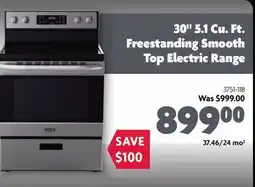 Home Hardware 30 5.1 Cu. Ft. Freestanding Smooth Top Electric Range offer