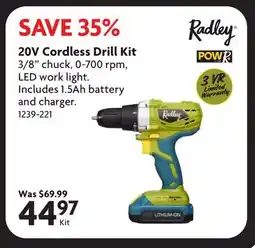 Home Hardware 20V Cordless Drill Kit offer