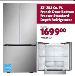 Home Hardware 33 25.1 Cu. Ft. French Door Bottom Freezer Standard- Depth Refrigerator offer