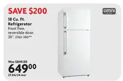 Home Hardware Omni Max 18 Cu. Ft. Refrigerator offer