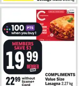 Foodland COMPLIMENTS Value Size Lasagna offer