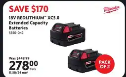 Home Hardware 18V REDLITHIUM XC5.0 Extended Capacity Batteries offer