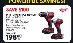 Home Hardware Milwaukee M18 Cordless Combo Kit offer