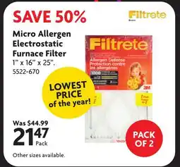 Home Hardware Micro Allergen Electrostatic Furnace Filter offer