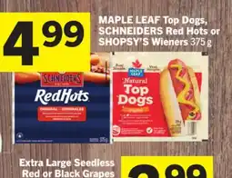Foodland MAPLE LEAF Top Dogs, SCHNEIDERS Red Hots or SHOPSY'S Wieners offer