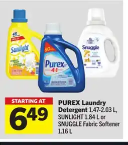 Foodland PUREX Laundry Detergent 1.47-2.03 L, SUNLIGHT 1.84 L or SNUGGLE Fabric Softener 1.16 L offer