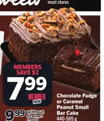Foodland Chocolate Fudge or Caramel Peanut Small Bar Cake 440-505 g offer