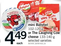 Fortinos MINI BABYBEL, 102-120 G OR THE LAUGHING COW CHEESE, 133-140 G offer