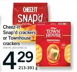 Fortinos CHEEZ-IT SNAP'D CRACKERS OR TOWNHOUSE CRACKERS, 213-391 G offer