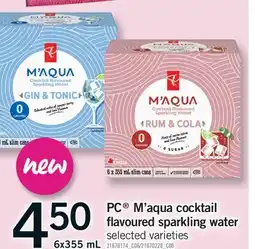 Fortinos PC M'AQUA COCKTAIL FLAVOURED SPARKLING WATER, 6X355 ML offer