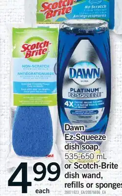 Fortinos DAWN EZ-SQUEEZE DISH SOAP 535-650 ML OR SCOTCH-BRITE DISH WAND, REFILLS OR SPONGES offer
