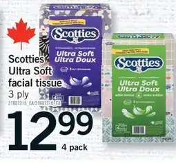 Fortinos SCOTTIES ULTRA SOFT FACIAL TISSUE, 3 PLY, 4 PACK offer