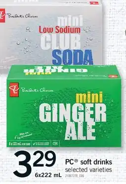 Fortinos PC SOFT DRINKS, 6X222 ML offer