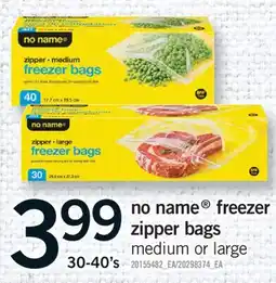 Fortinos NO NAME FREEZER ZIPPER BAGS, 30-40'S offer
