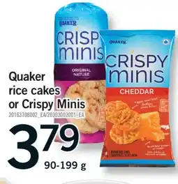 Fortinos QUAKER RICE CAKES OR CRISPY MINIS, 90-199 G offer