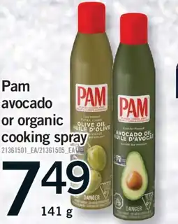 Fortinos PAM AVOCADO OR ORGANIC COOKING SPRAY, 141 G offer