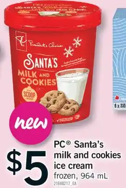 Fortinos PC SANTA'S MILK AND COOKIES ICE CREAM, 964 ML offer