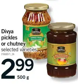 Fortinos DIVYA PICKLES OR CHUTNEY, 500 G offer