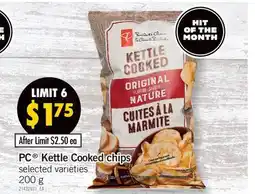 Fortinos PC KETTLE COOKED CHIPS, 200 G offer