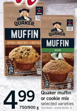 Fortinos QUAKER MUFFIN OR COOKIE MIX, 750/900 g offer
