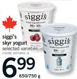 Fortinos SIGGI'S SKYR YOGURT, 650/750 G offer