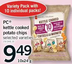 Fortinos PC KETTLE COOKED POTATO CHIPS, 10X24 G offer