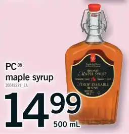 Fortinos PC MAPLE SYRUP, 500 mL offer