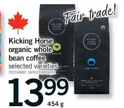 Fortinos KICKING HORSE ORGANIC WHOLE BEAN COFFEE, 454 G offer
