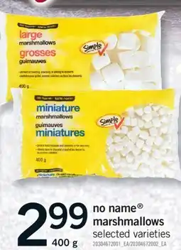 Fortinos NO NAME MARSHMALLOWS, 400 G offer