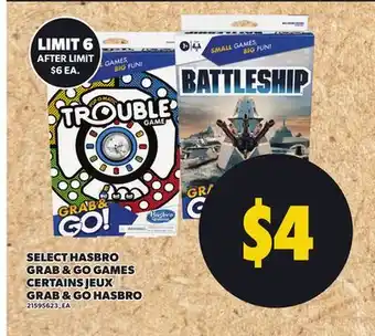 Independent Grocer SELECT HASBRO GRAB & GO GAMES offer