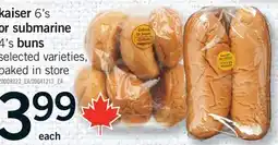 Fortinos KAISER 6'S OR SUBMARINE OR SUBMARINE 4'S BUNS offer