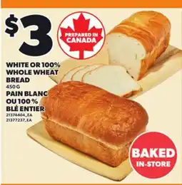 Independent Grocer WHITE OR 100% WHOLE WHEAT BREAD, 450 G offer