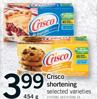Fortinos CRISCO SHORTENING, 454 G offer
