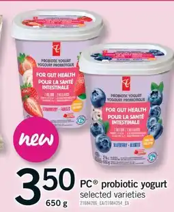 Fortinos PC PROBIOTIC YOGURT, 650 g offer