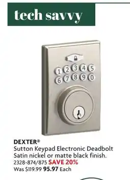 Home Hardware Sutton Keypad Electronic Deadbolt Satin nickel or matte black finish offer