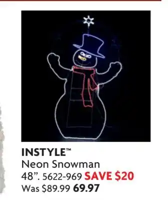 Home Hardware INSTYLE Neon Snowman offer