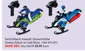 Home Hardware Switchback Assault Snowmobile Green/black or red/blue offer