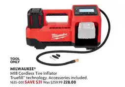 Home Hardware M18 Cordless Tire Inflator Truefill technology offer