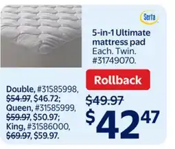 Walmart 5-in-1 Ultimate mattress pad offer