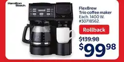 Walmart Hamilton Beach FlexBrew Trio Coffee Maker offer