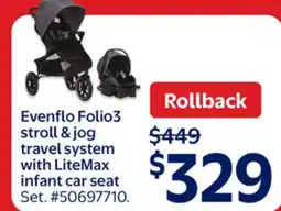 Walmart Evenflo Folio3 stroll & jog travel system with LiteMax infant car seat offer