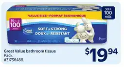 Walmart Great Value bathroom tissue offer