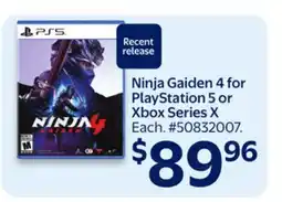 Walmart Ninja Gaiden 4 for PlayStation 5 or Xbox Series X offer