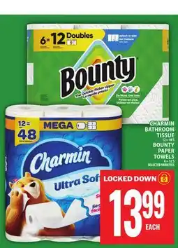 Food Basics CHARMIN BATHROOM TISSUE OR BOUNTY PAPER TOWELS offer