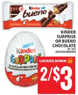 Food Basics KINDER SURPRISE OR BUENO CHOCOLATE offer