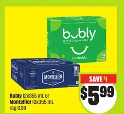 FreshCo Bubly 12x355 mL or Montellier 10x355 mL offer