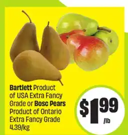 FreshCo Bartlett Product of USA Extra Fancy Grade or Bosc Pears Product of Ontario Extra Fancy Grade offer