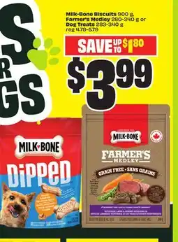 FreshCo Milk-Bone Biscuits 900g, Farmer's Medley 280-340g or Dog Treats 283-340g offer