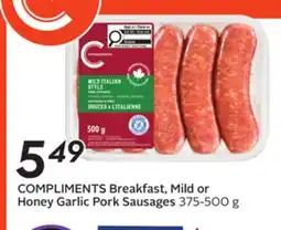 Sobeys Breakfast, Mild or Honey Garlic Pork Sausages offer
