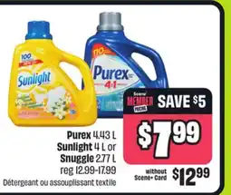 FreshCo Purex 4.43 L Sunlight 4 L or Snuggle 2.77 L offer